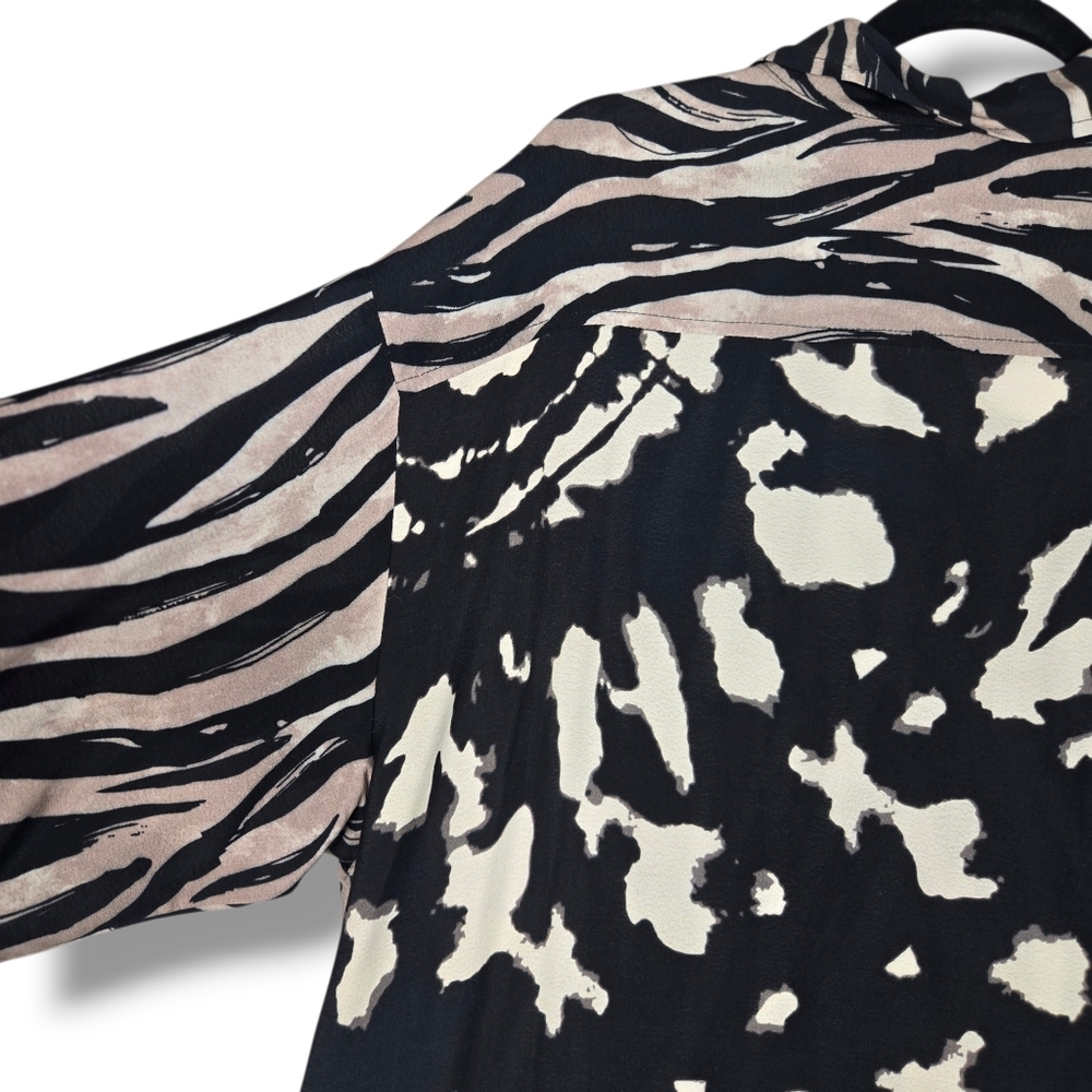 Alembika Shayna Safari Shirt Dress Maxi Pockets Zebra Print  NEW $324 Medium - Picture 11 of 16